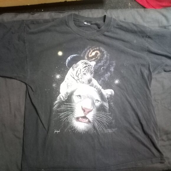 Vintage White Tiger King Magic Outer Space T-Shirt - Picture 2 of 6